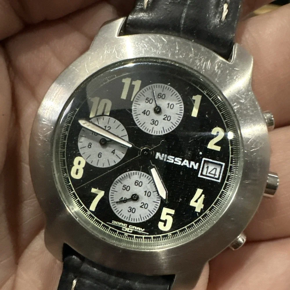 Vintage Nissan By JORG GRAY Chrono Mens Watch 38mm Quartz Black - For Repair